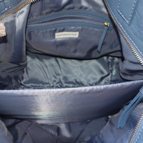 Anthropologie *New Never used Without tags* blue large pebble grain tote - Picture 7 of 8